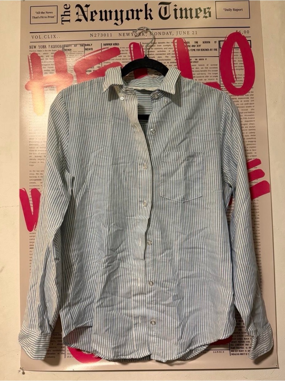 Abercrombie & Fitch Blue & White Striped Long Sleeve Oxford